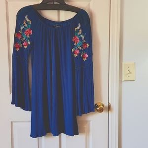 As U Wish Boho Dress, Blue, Mini, Size S